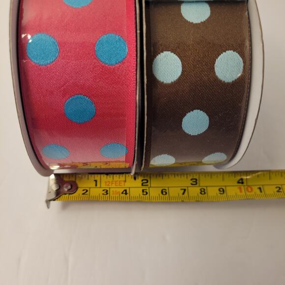 The Ribbon Boutique Lot Of 2 NEW 1.5"x 3 Yards Polka Dot 100 % Polyester - Picture 5 of 5